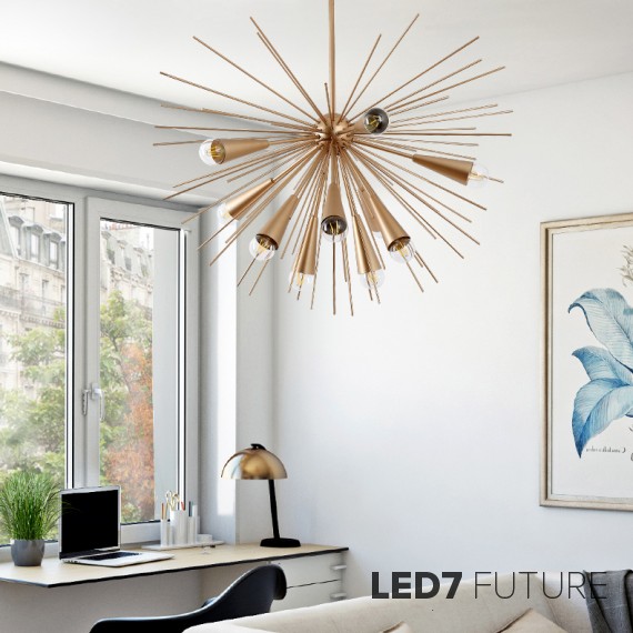 Loft Industry Modern - Brass Sun Chandelier